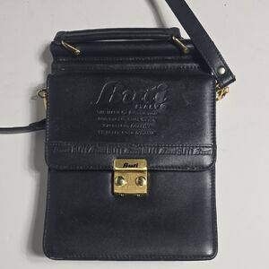 Vintage Buti Leather Crossbody Bag with Gold Accents